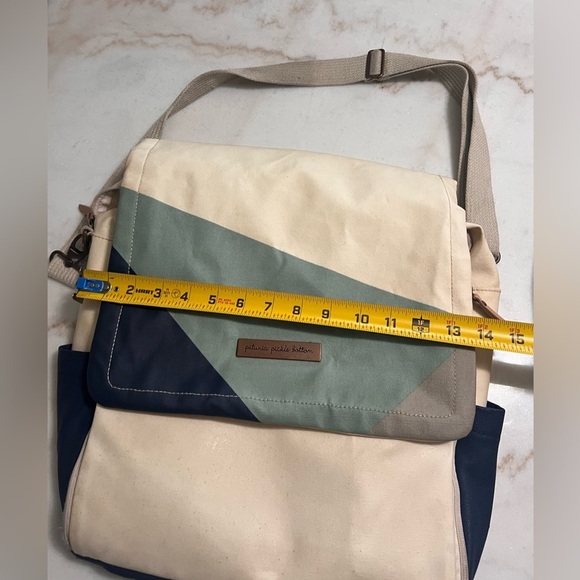 Petunia Pickle Bottom Boxy Backpack Diaper Bag Blue Cream Green Small Bottle Bag - Picture 13 of 15